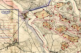  Fragment mapy z kolekcji Instytutu Piłsudskiego w Ameryce: Rozmieszczenie wojsk w okolicy Stęszew z raportu Francuskiej Misji Wojskowej w Polsce, 1920